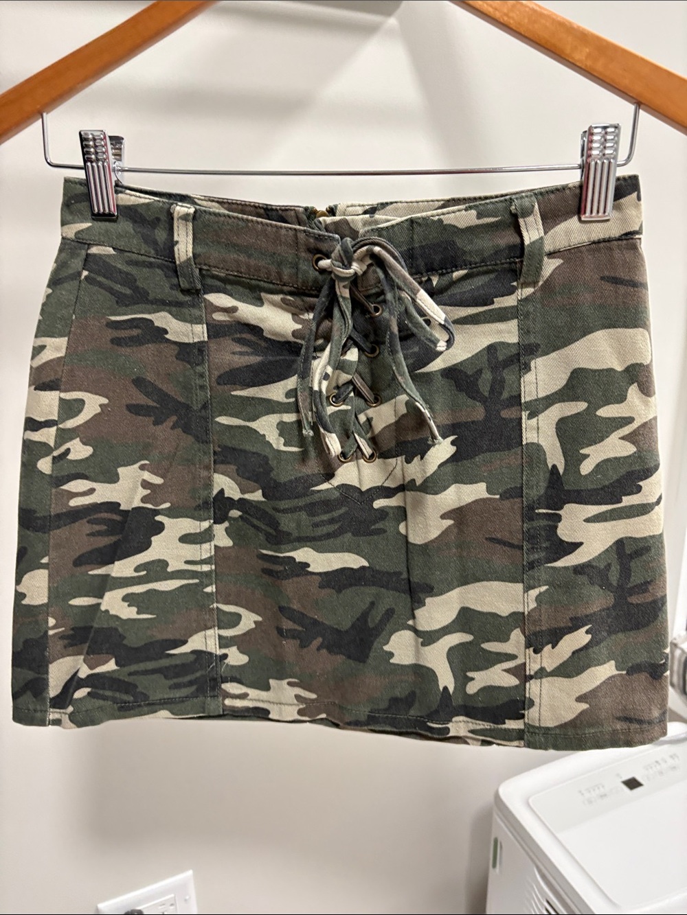 Forever 21 Camo Lace-Up Mini Skirt - Green, Brown, Tan